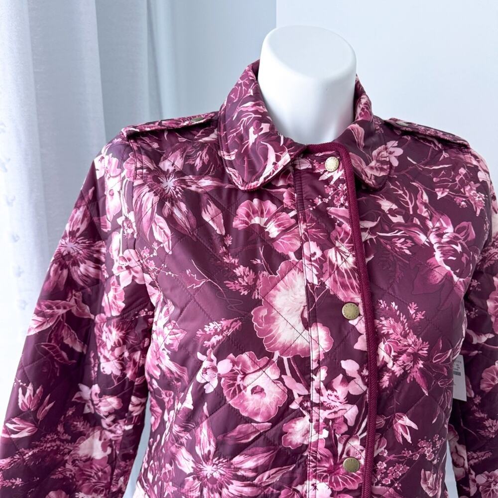Talbots Splendid Floral Purple Lightweight Quilted Barn Jacket Women’s Large - Picture 2 of 10